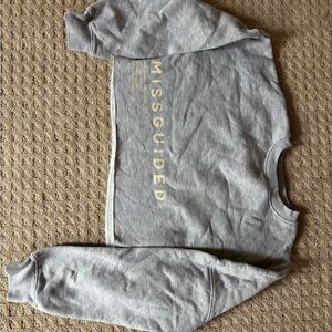 Missguided Gray Cropped Sweatshirt